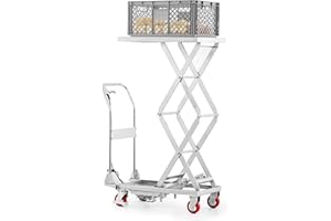 PALLIT Mesa elevadora hidráulica móvil de acero inoxidable 100 kg Carro de la mesa elevadora - altura de elevación: 1220 mm, para la industria farmacéutica, química o alimentaria