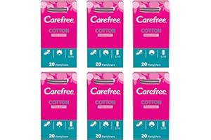 DELUXIO GIFTS Cotton Feel Fresh Scent Regular Panty Liners, 6 Count, 20 Each (120 Total), Breathable Pantyliners