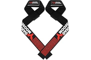 Dark Moose Cinghie per sollevamento pesi da palestra, imbottite, in neoprene di alta qualità, con impugnature in gel, per bodybuilding, powerlifting, fitness, resistenti, doppie cuciture
