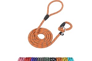 Loutep Slip Lead for Small Dogs- 1.8m*0.7cm Rope Dog Lead with Reflective Stitching Slip on Easily With No Collar or Harness Needed - Ideal for 8 & 12 weeks Puppy
