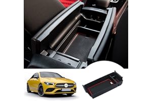 SHAOHAO Compatibile con Mercedes-Benz Classe A W177& V177 / Classe B W247/ GLA H247 /CLA C118 2020-2023 contenitore portaoggetti per console centrale vano da Bracciolo Interni accessori Rosso