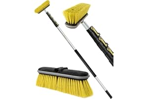 DOCAZOO 6-24 Foot (30 ft Reach) Extension Pole and 10” Medium Bristle Brush for House Siding, Deck, Garage, Patio and More