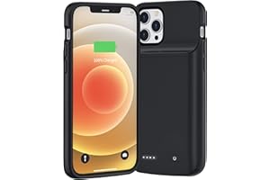 MIGAFEI Akkuhülle für iPhone 12/12Pro, 7000 mAh, tragbare Backup-Powerbank, schützende Ladehülle, wiederaufladbar, erweiterter Akku, Ladehülle für iPhone 12/12 Pro, Schwarz