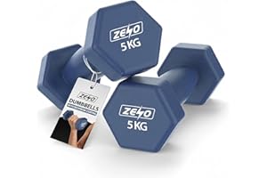 ZENO Dumbbells Set Of 2 | Dumbbells for Women | Hexagon Neoprene Weights | Hand Weights for Women | Anti-Slip & Sweat Resistant Dumbells