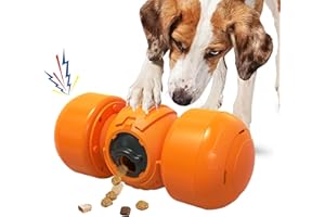 LACCEN Interactive Dog Toys, Rolling Dog Treat Dispenser Slow Feeder, Funny Puzzle Toy Reduce Boredom Improve IQ, Enrichment Dog Toys for Boredom Medium Large Dogs (Orange)