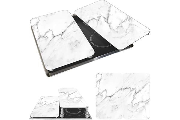 WENKO Placas protectoras para cocina Mod Mármol, ajustable en altura para todo tipo de cocinas, tabla de cortar y protector contra salpicaduras, vidrio, 30 x 52 cm, juego de 2