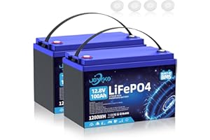JOYYKO Batteria litio 12V, LiFePO4 ricaricabile da con BMS Incorporato garantisce oltre cicli di ricarica profonda, adatta per camper, golf cart, tosaerba, pannelli Solare, campeggi, Antifurto (12V 100Ah*2)