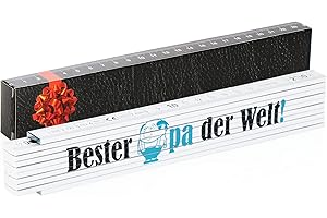 Robin Goods® Meterstab - 2 Meter Zollstock als Geschenk mit der Aufschrift 'Bester Opa der Welt' Geschenk zum Vatertag, Weihnachten, Geburtstag (weiß - Motiv 5 - Bester Opa der Welt)