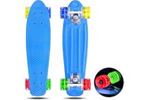 Skevic Monopatín Skate Completo Principiantes con Ruedas LED - Skateboard Niño 22 Pulgadas, 57 cm Monopatin Niños Patinete Rodamientos con Soporte Penny Board Adulto Adolescente Joven