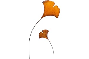 Blümelhuber Lot de 2 piquets de jardin en forme de feuille de vingko (petite + grand) - Décoration de jardin en métal patiné