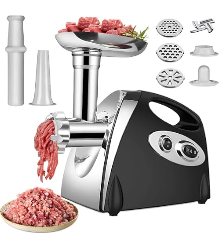 Cecotec Crusher 1400 Steel - Hachoir à Viande Électrique 1360W Avec 3 Plaques Inox