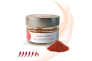 ‎GEROPP GOURMET GEROPP-GOURMET Carolina Reaper Chili Pulver 40g | Schärfster Chili der Welt: ca. 1,5 Mio. Scoville | Wiederverschließbares Glas | Gewürz für Grillen, Kochen | Feurig-scharfe Geschenkidee