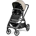 Peg Perego Ypsi – Compact Single to Double Stroller – Compatible with All Primo Viaggio 4-35 Infant Car Seats & Ypsi Bassinets - Made in Italy - Vanilla Blend (Black)