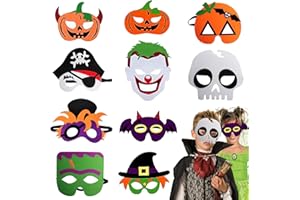 FMKLDENA Máscaras de Fieltro de Halloween, 10 Piezas Máscaras de fiesta para niños de fieltro, Máscaras de Fieltro de Halloween para Niños, adecuadas para Navidad, Halloween, fiestas, cumpleaños, juegos de rol
