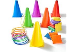 Paochocky 30 Pcs 3 in 1 Werfen Spiel Spielset, Enthält Nylon Sitzsäcke, Weiche Kegel und Kunststoff Toss Ring für Familienspiele, Indoor Outdoor-Aktivitäten Geburtstagsfeier