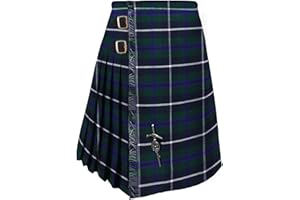 BRAW CLANS TARTANS Men's 5 Yard Tartan Kilt | Various Plaid Designs | Waist Sizes 30-46 inch | Scottish Occasions Like Stag Parties, Formal Events | Polyester & Cotton | Leather Straps