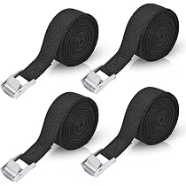 4 Sangles à Cliquet 25mm X 2.5m - Nylon 250kg - Pour Moto, Vélo, Remorque - Noir