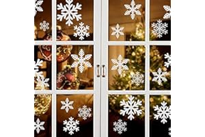 RONOZA Dekoracja bożonarodzeniowa, dekoracja na okno, Boże Narodzenie, samoprzylepne, płatki śniegu, dekoracja okienna, statyczna naklejka na okno, witryna