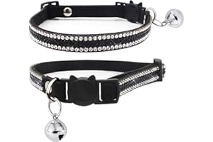 DAIHAQIKO Breakaway Katze Halsbänder Kätzchen Haustier Halsband mit Glocke Strass Katzenhalsband für Mädchen Katzen Kater Katzen Tiere