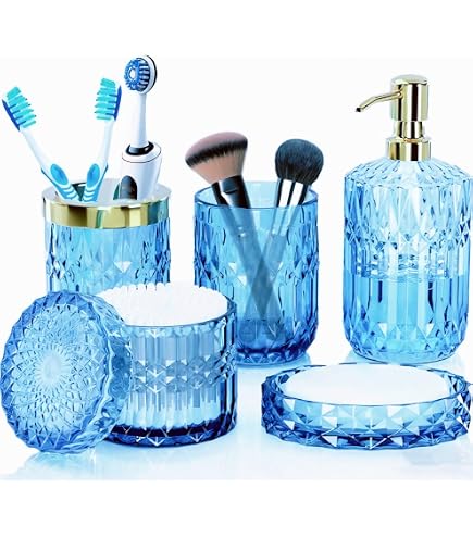 Set Da Bagno In Vetro Mosaico, 4 Pezzi: Portaspazzolino