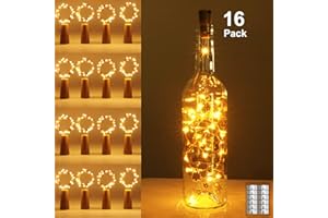 VIGHEP 【16 Pack】 Bottle Lights with Cork,2M 20 LED Copper Wire Battery Operated Wine Bottle Fairy Light for Gift DIY LED String Lights for Indoor Bedrooms Birthday Wedding Halloween Christmas Decoration