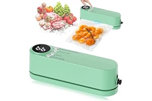 SWIFTCTRL Mini Sigillatore per Sacchetti 7 in 1 Portatile con 3 Velocità e 60KPa, Macchina Sottovuoto Ricaricabile con 5 Sacchetti, Ugello per Aria e Cavo USB-C – per Alimenti, Snack, Viaggi e Campeggio(verde)