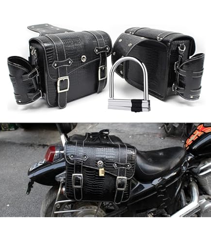 American Blue Set Of 2 Motorcycle Bags Genuine Leather Saddle
