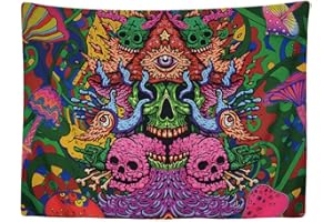 Ulticool - Appeso a Parete Decorazione - Cranio Scheletro Psichedelico - 200 x 150 cm Grande Murale Manifesto - Accessori Casa Soggiorno Camera da Letto Soffitto