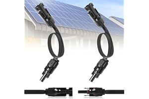CHANURAE Kabel solarny 6 mm², 2 sztuki, przedłużacz 30 cm, solarny przedłużacz, kabel miedziany, ocynowany, IP67, wtyczka PV do paneli słonecznych, elektrowni balkonowych, akcesoria fotowoltaiczne