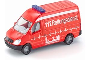 siku 0805 - Ambulance, 1:87, Métal/Plastique, Rouge, Pneus en caoutchouc, Jouet pour enfantss