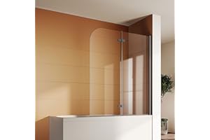 SONNI Ścianka prysznicowa do wanny, czarna, NANO-GLAS, nakładka do wanny, 2-częściowa, składana, 120 x 140 cm (szer. x wys.)