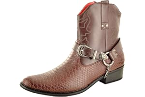 My Perfect Pair Mens Snake Skin Full Zip Western Cowboy Ankle Boots