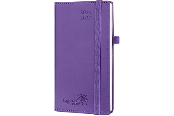 POPRUN Agenda Pocket 2026 2027 Veckoagenda 16,5 x 9 cm från Aug'26 - Dec'27, 17 Månader Liten Skolplanerare, Hårt PU Läderomslag med Tidsindelning, Papper 80 gsm
