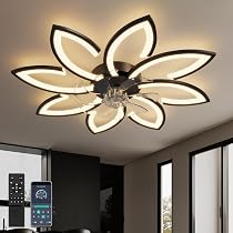 Ventilateur Plafonnier LED Avec Télécommande - 49cm, 6 Vitesses, Rotation 360° - Blanc - 75W - Silencieux - 4