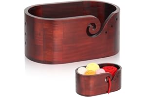 ‎AEELIKE Aeelike Wool Bowl Yarn Bowl Large Wood, 28.5 x 15 x 12 cm Yarn Bowl Wood with Holes, Oval Yarn Bowl Large Prevents Tangling, Portable Knitting Bowl Suitable for Crochet and Knitting