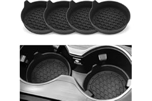 SINGARO Car Cup Holder Coaster, Silicone Cup Holder Insert, Universal Non-Slip Cup Holders, Car Accessories Interior for Women and Man 4 Pack Black