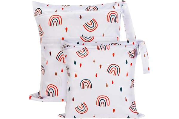 Vicloon Sacs à Couches Lavables, 2 Pièces Sacs Étanches à Couches Réutilisables, Imperméable Double Face, pour Stocker Les Couches, Serviettes Hygiéniques, Vêtements Mouillés, Vêtements de Sport