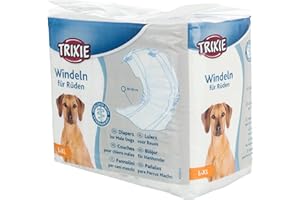 TRIXIE Windeln für Rüden - Größe L - XL - Taillenumfang: 60 - 80 cm - ideal für Inkontinenz und nach Operationen - 12 Stück - 23643