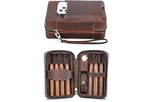 ‎HIRAM Hiram Zigarrenetui, echtes Leder, Zigarren-Humidor, tragbar, multifunktional, Zigarren-Reisebox, Tabakpfeife, Aufbewahrungstasche für Männer, 5023-Kaffee, For 7 Cigars
