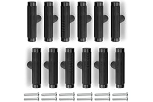 Bwintech 12 Pack Black 50MM Knurled Cupboard Handles, Furniture Drawer Pulls Cupboard Knobs Cabinet Handles