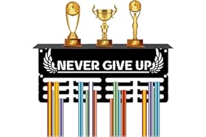 CREATCABIN Porta Medaglie Scaffale per Trofei Appendiabiti per Medaglie Espositore Premi da Appendere con Supporto per Scaffale Design A 3 Linea Contiene 70+ medaglie Sport Corsa Ciclismo 29x13x10cm