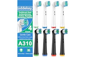 OddeKey Recambios Cepillos Compatible con Braun Oral B Vitality Pro, Pro 3, Cabezales para Cepillo Electrico Oral B, Repuestos Cuidados Suaves, Pack de 8 Cabezales, Nnegro/Blanco
