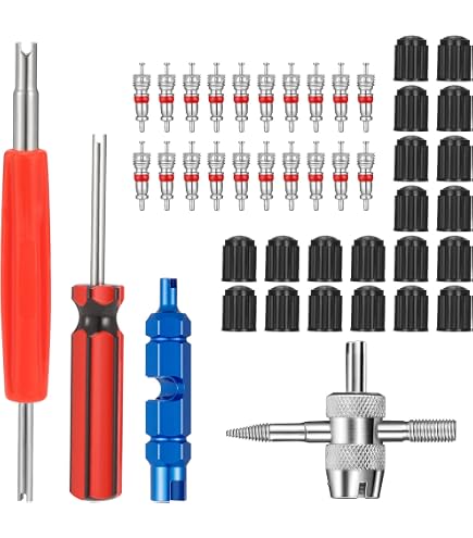 Kit Extracteur De Valves Pour Pneus - 2 Clés (double Et Simple Tête) - Rouge, Métal Robuste, Pour Entretien Voiture