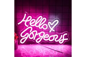 ‎WANXING Hello gorgeous Neon Schild für Schlafzimmer Wand Dekor, Rosa Neonlicht schriftzug für Raum Dekor Led Schild mit USB-betrieben für Schlafsaal, Hochzeit, Geschenk für Mädchen, Party