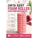 SUNYOGA Foam Roller Masaj Rulosu &ndash; Yoga, Pilates, Fitness ve Fizyoterapi İ&ccedil;in EVA K&ouml;p&uuml;k Masaj Aleti (33x14 cm) (Pudra Pembe)