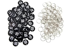 Sourcemall, targhette in plastica con numero identificativo e anello portachiavi (1-50, nero)