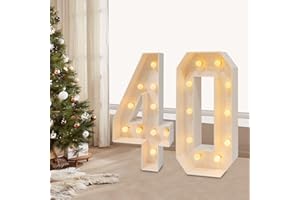 BIGGITTIG Chiffre Lumineux Geant Chiffre Anniversaire Lights Décoration Led Chiffres 2000-3000K Numéros Lumineux Chiffres Lumineux Lettres,Pour Anniversaire, Fête, Décoration De Fond (40)