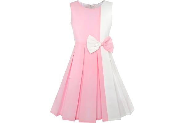 Sunny Fashion Robe Fille Bloc de Couleur Contraste Nœud Papillon De Tous Les Jours Partie 4-14 Ans