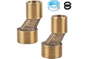 LALAGO Lot de 2 S-Raccord G1/2 à G3/4, Raccord Excentré Mitigeur Bain Douche Réglable 125-165mm, Raccord de Tuyau en Laiton Excentré, Accessoires de Connexion de Tube D'eau, Bras Pivotant d'Adaptateur