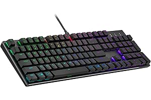 ‎COOLER MASTER Cooler Master SK652 Pełnowymiarowa Klawiatura Mechaniczna RGB - Niskoprofilowe Pływające Klawisze, Czerwone Przełączniki, Przewodowe Połączenie USB Typu A, Dla PC i MacOS - Szary Gunmetal - Układ US
